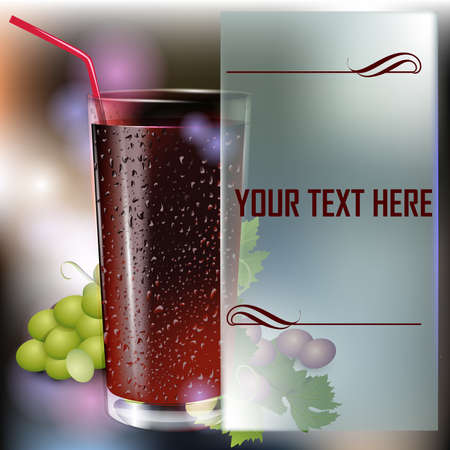 Glass of cola on a dark abstract background. Fast food menu. Place for text. Vector glass of drink.  Vector illustrationのイラスト素材