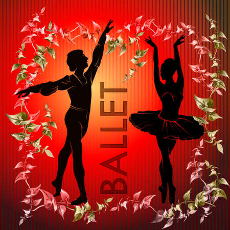Ballet. Silhouette of feet of dancing people. Vector Illustrationのイラスト素材