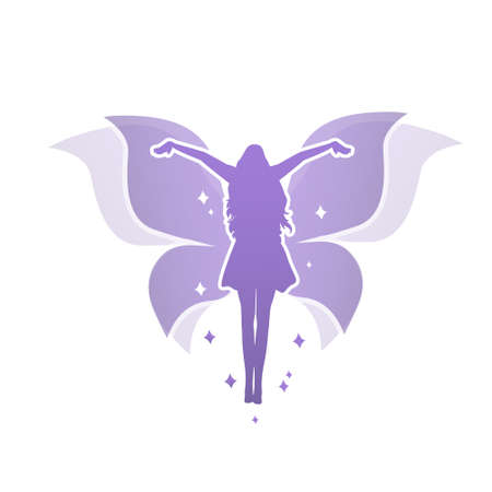 Fairy girl with butterfly, watercolor vectorのイラスト素材
