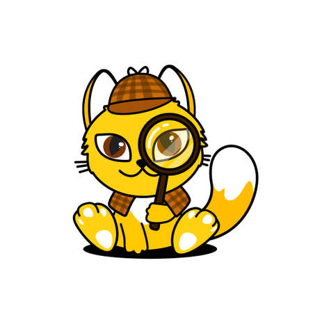 Vector illustration of a cat detective. Mascot catのイラスト素材