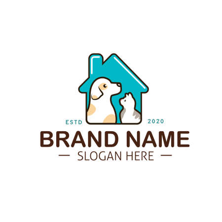 House for cat and dog. Pet care logo with home iconのイラスト素材