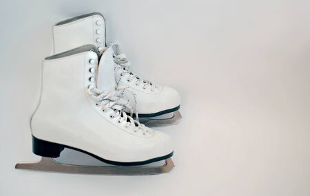 ice skates for figure skating on a white background, copy spaceの写真素材