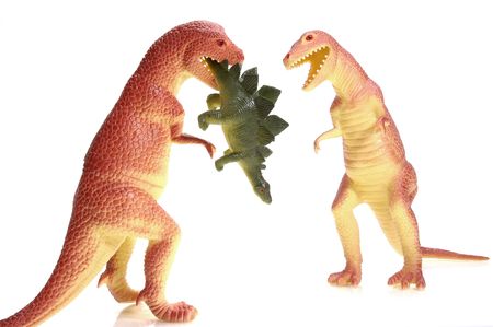 Two tyannosaurous rex dinosaurs and a meal. To see the entire series of dinosaur images keyword: dino1seriesの写真素材