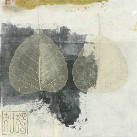 Wabi-sabi Bodhi leaf collage の写真素材