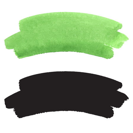 Watercolor vector brush stroke, black silhouette and grass-greenのイラスト素材