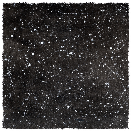 Black and white hand drawn watercolor night sky. Rough, artistic edges.の写真素材