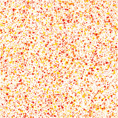 Colorful spray vector seamless pattern. Hand drawn splash texture. Red, orange and yellow spots on white backdrop. Flame-colored.のイラスト素材