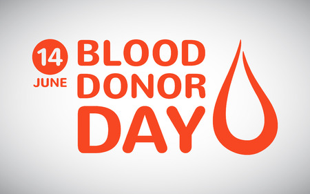 World blood donor day illustration. Typographic composition with date and stylized drop of blood.のイラスト素材