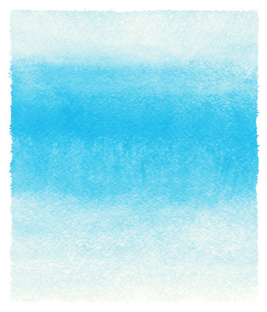 Sky blue watercolor abstract background with uneven edges. Painted template. Gradient fill. Hand drawn watercolour backdrop. Rough paper texture.の写真素材