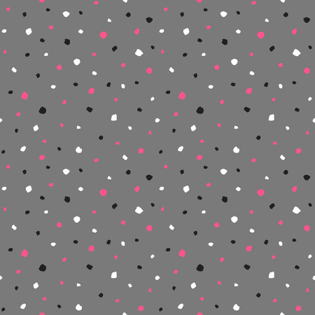 Uneven specks, spots, blobs, splashes seamless pattern. Free hand drawn speckles, flecks, stains or dots of different size texture. Colorful abstract background.のイラスト素材