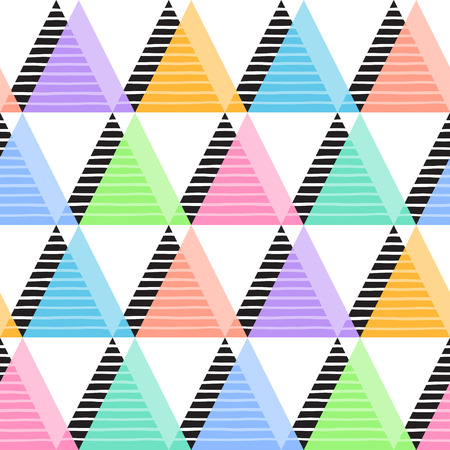 Multicolor triangles seamless vector pattern. Geometric colorful abstract background. Triangles with...