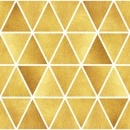 Gold triangles seamless pattern. Geometric luxury abstract background. Golden glittering triangles texture.の写真素材