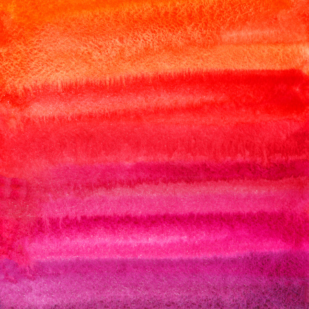 Bright colorful watercolor stains background. Red, pink, lilac watercolour stripes abstract template. Painted template with rough paper texture. Valentines day, fashion backdrop.の写真素材