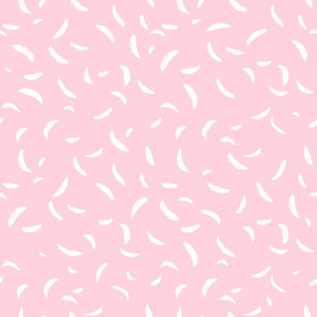 Tiny brush strokes, smears seamless repeat vector pattern, chaotic texture. Sickle, crescent shape textured smudges, arched, curved stains, specks with rough edges. Blush pink hand drawn background.のイラスト素材