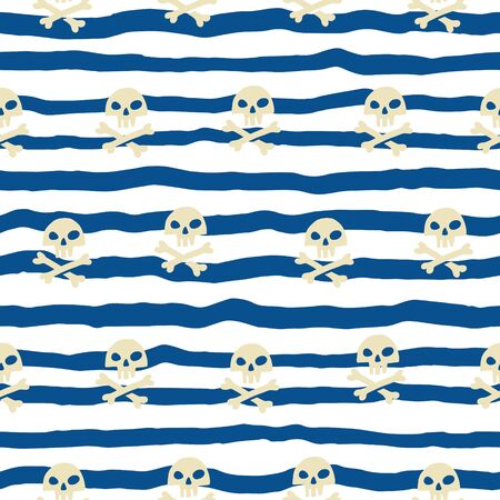 Crooked Hand drawn doodle style sea, marine background.のイラスト素材