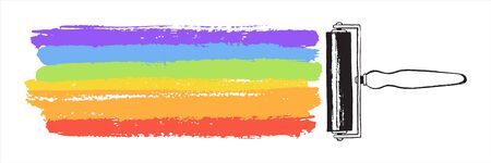 Creativity, art illustration. Rainbow LGBT colors vector striped brush stroke, painted stripes with...