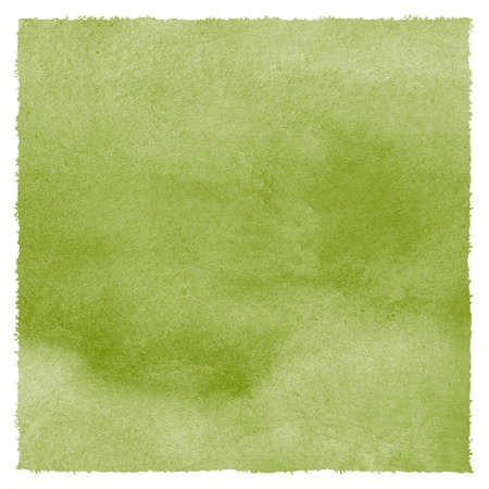 Khaki, olive green natural color watercolor creative texture. Watercolour stains artistic text background, square frame. Painted nature textured template with rough artistic uneven edges.の写真素材