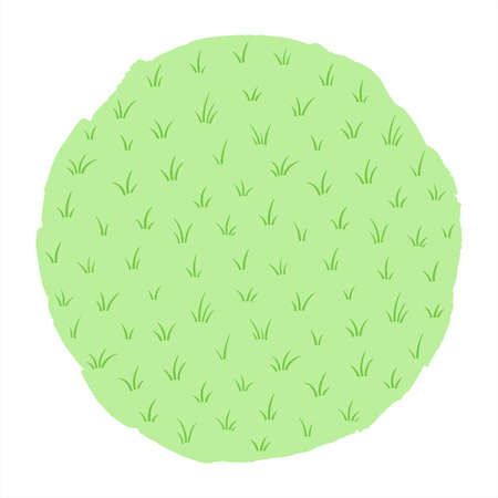 Green grass, herb vector round background. Circle shape frame template. Summer, spring meadow, lawn, sward. Tufts, doodle style blades of grass texture. Eco template, vegan, nature hand drawn pattern.のイラスト素材