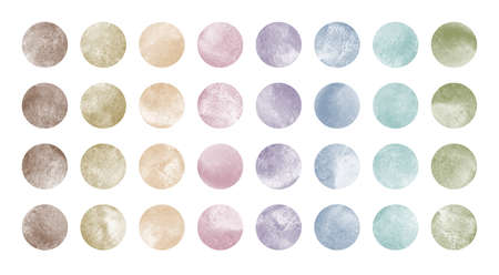 Soft, natural colors watercolor spots, vector circles collection. Hand drawn round smears, stains set. Light watercolour painted dots illustration, design elements. Text backgrounds, label templates.の写真素材