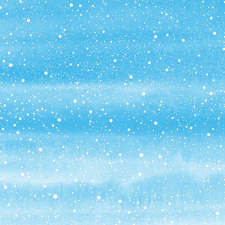 Winter watercolor square background with hand drawn falling snow dots, splashes, blobs texture. Light blue horizontal watercolor stains. Christmas, New Year text backdrop, snowy sの写真素材