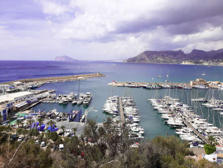 sea port under a stormy skyの写真素材
