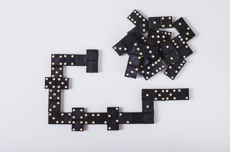 Close up of a calm domino board game for leisure on the table top view