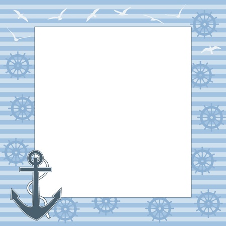 Vector marine frame with space for text or photo のイラスト素材