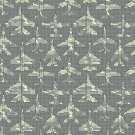 Seamless pattern with military airplanes number two can be used for graphic design, textile design or web design.のイラスト素材