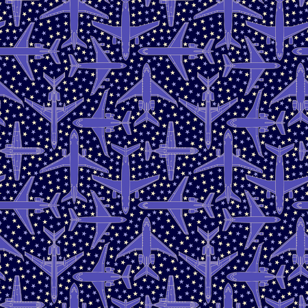 Seamless pattern with airplanes number three can be used for graphic design, textile design or web design.のイラスト素材