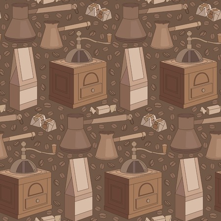 seamless coffee pattern. Can be used for graphic design, textile design or web design.のイラスト素材