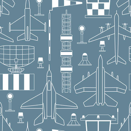 Seamless pattern with military airplanes on gray background. Can be used for graphic design, textile design or web design.のイラスト素材
