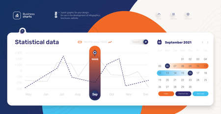 Vector infographic chart template. Business concept with seven options. For flowchart, steps, parts, infographic, diagram.のイラスト素材