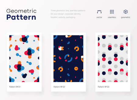 Geometry pattern with simple shape and figure. Abstract vector pattern design for web banner, business presentation, branding package, fabric print, wallpaper. Bright youth colorful illustrationsのイラスト素材
