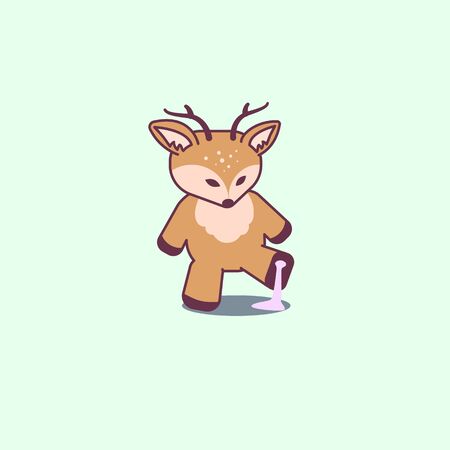 Cute deer stuck in bubblegum.のイラスト素材