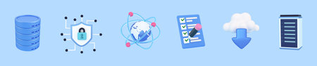 Innovative data analytics, informative visualization, security icon, sharing and cloud service concepts. 3d render illustration. Set of 3d data science icons.の写真素材
