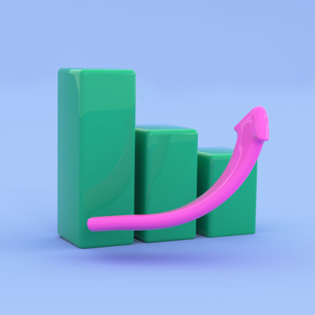 3d bars with arrow icon. Finance growth, investing business, banking management, Market movement,...