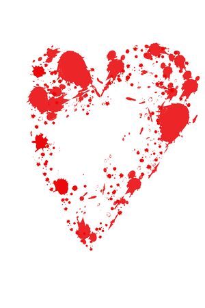 Isolated red heart on a white background made of watercolor blots. vector. illustrationのイラスト素材