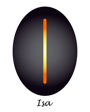 Magic Rune isa yellow-orange on a black oval. vector. illustrationのイラスト素材