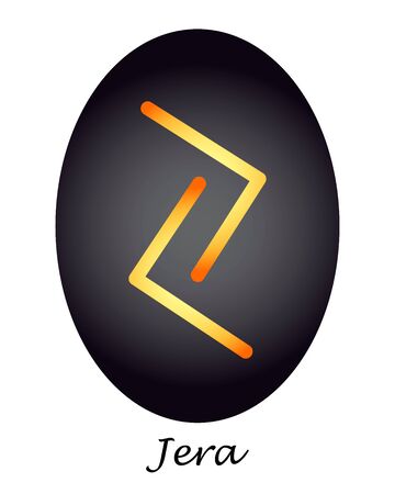 Magic Rune jera yellow-orange on a black oval. vector. illustrationのイラスト素材