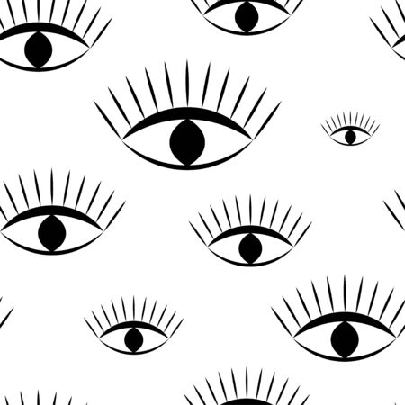 Seamless pattern: all-seeing eye in black on a white background. vector. illustrationのイラスト素材