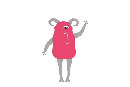 Cute funny monster of pink color on a white background. vector. illustrationのイラスト素材