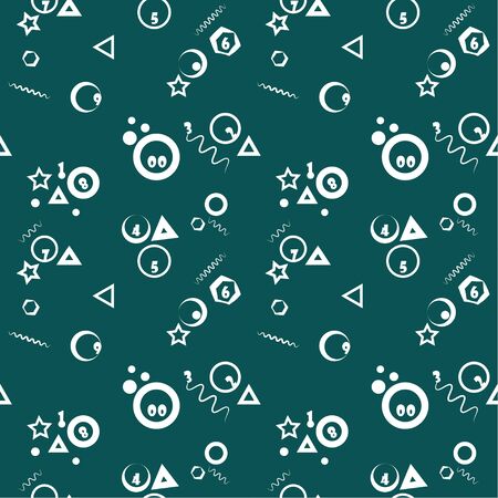 Seamless pattern: geometric shapes in white outline on a turquoise background. vector. illustrationのイラスト素材