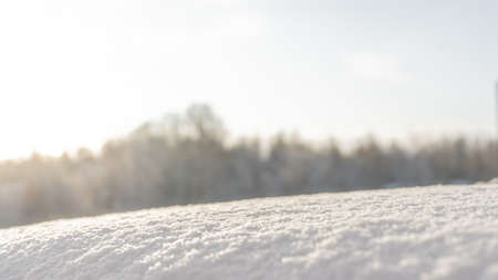 Christmas background with snow and snowflakes on a blurred natural background. Happy New Year,...