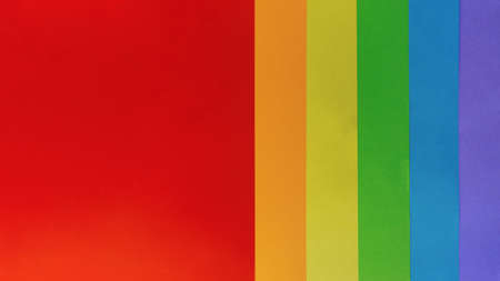 Flat lay of color paper sheets.の写真素材