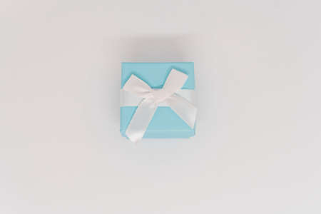 Blue small box on a white backgroundの写真素材