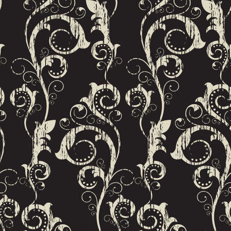 Seamless pattern with  abstract  branches on a  black background(can be repeated and scaled in any size)のイラスト素材