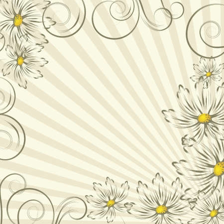 Background with   abstract  flowers and gold branchesのイラスト素材
