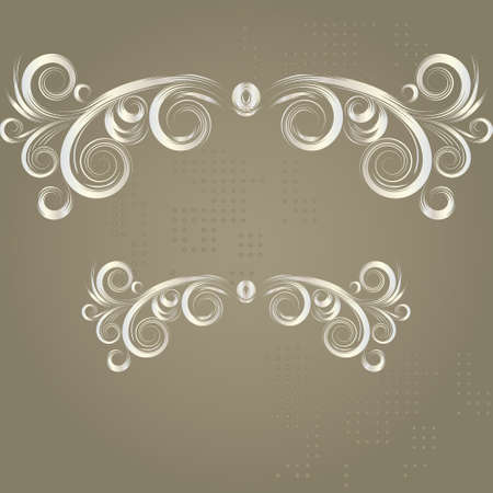Vintage grunge frame with white swirl  on a brown background のイラスト素材