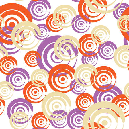 Seamless pattern with yellow, lilac and red curls on a white background(can be repeated and scaled in any size)のイラスト素材