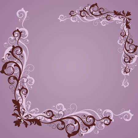 Vintage  frame with swirl  on a lilac background のイラスト素材